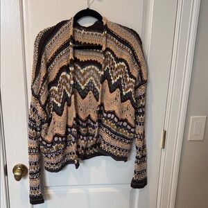 Free People Chevron Knit Cardigan in Earth Tones